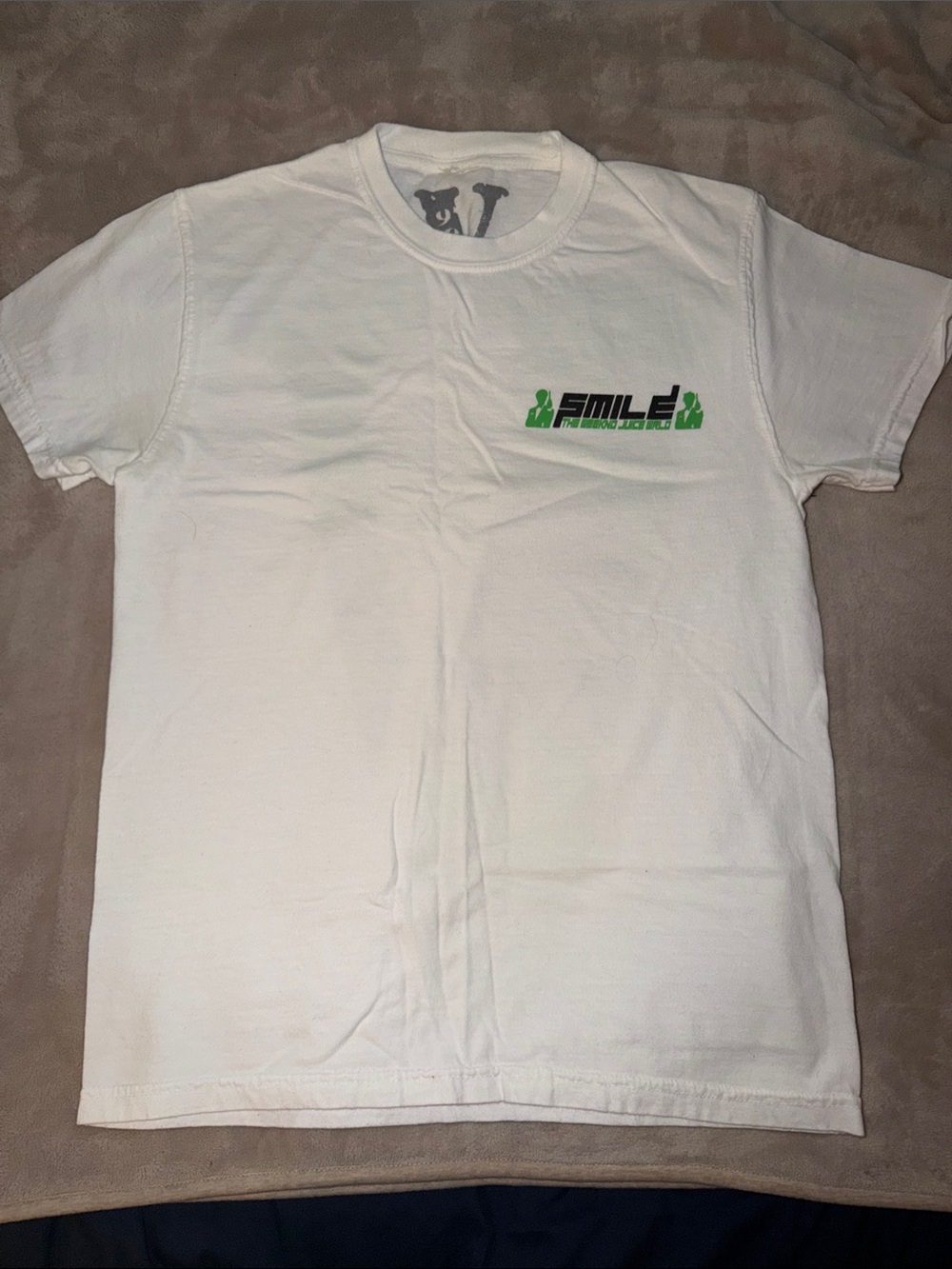 VLONE White Short Sleeve Tee with Green Chest Logo